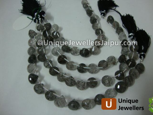 Black Rutail Faceted Onion Beads